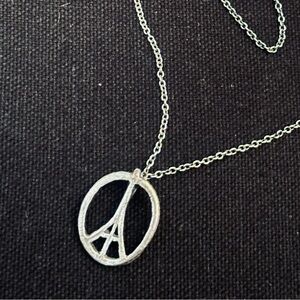 🎁 NWOT Sterling Silver Paris Peace Sign Symbol Necklace New France Adlers